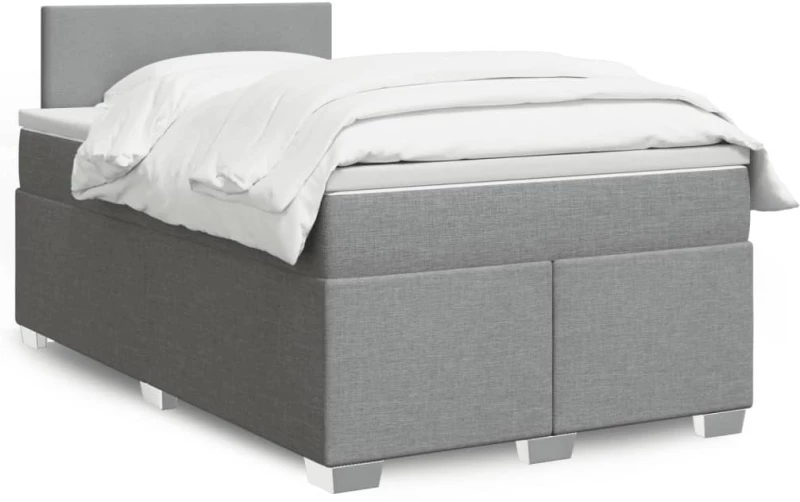 vidaXL Κρεβάτι Boxspring με Στρώμα Ανοιχτό Γκρι 120x190 εκ. Υφασμάτινο