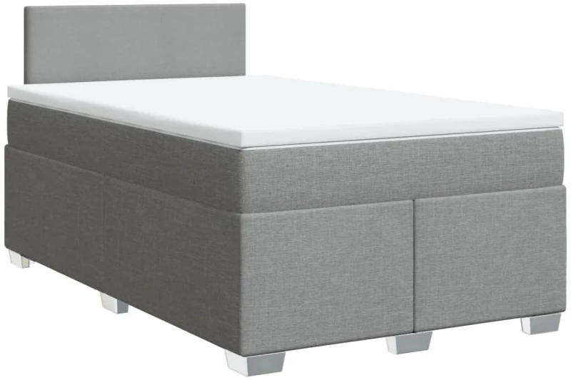 vidaXL Κρεβάτι Boxspring με Στρώμα Ανοιχτό Γκρι 120x190 εκ. Υφασμάτινο