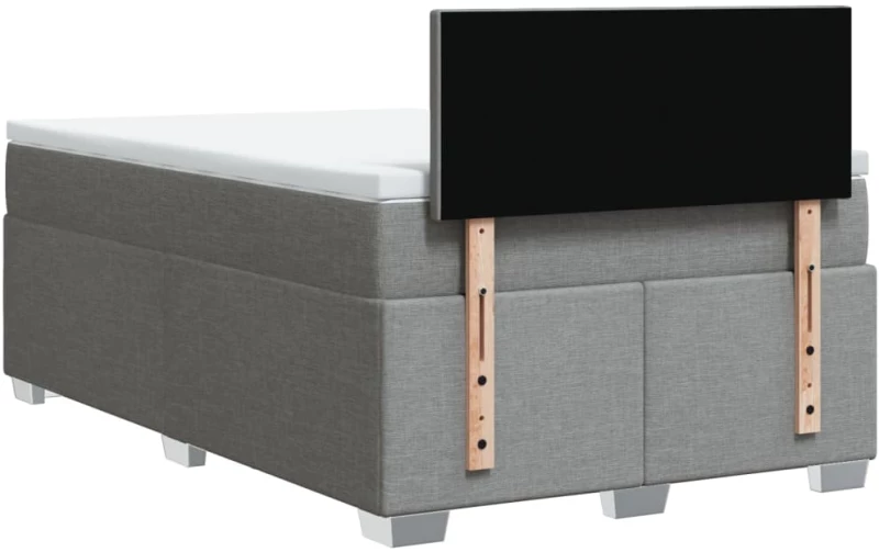 vidaXL Κρεβάτι Boxspring με Στρώμα Ανοιχτό Γκρι 120x190 εκ. Υφασμάτινο