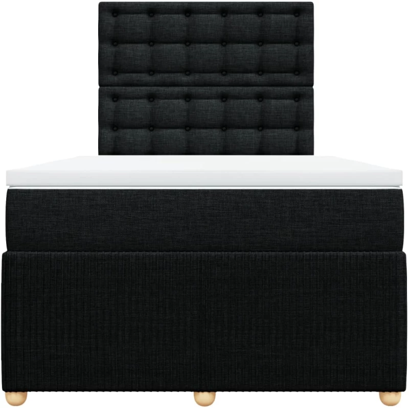 vidaXL Κρεβάτι Boxspring με Στρώμα Μαύρο 120x190 εκ. Υφασμάτινο