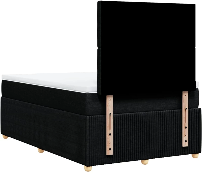 vidaXL Κρεβάτι Boxspring με Στρώμα Μαύρο 120x190 εκ. Υφασμάτινο