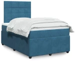 vidaXL Κρεβάτι Boxspring με Στρώμα Σκούρο Μπλε 120x190 εκ. Βελούδινο