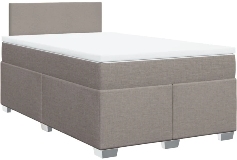 vidaXL Κρεβάτι Boxspring με Στρώμα Taupe 120x190 εκ. Υφασμάτινο