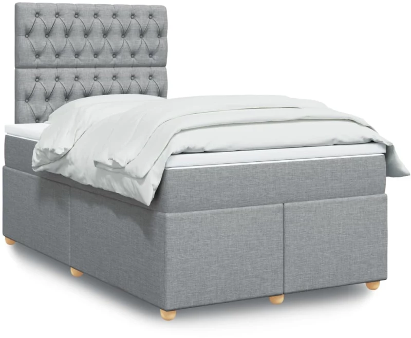 vidaXL Κρεβάτι Boxspring με Στρώμα Ανοιχτό Γκρι 120x190 εκ. Υφασμάτινο