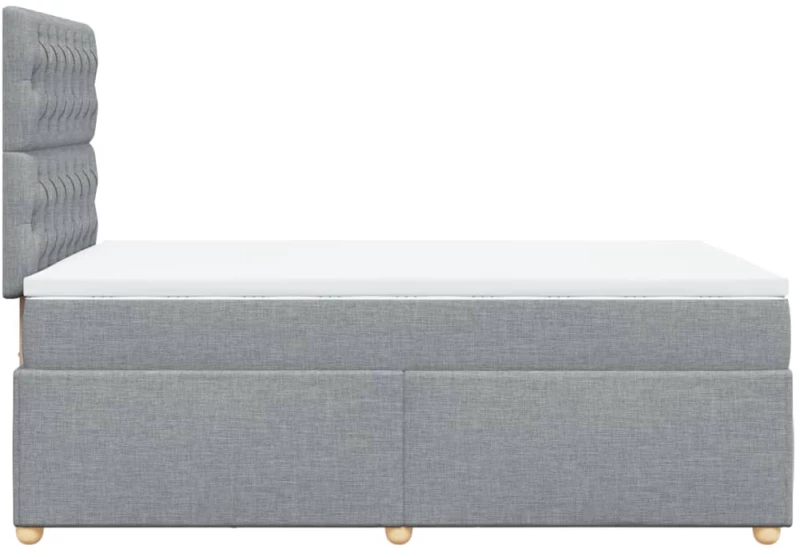 vidaXL Κρεβάτι Boxspring με Στρώμα Ανοιχτό Γκρι 120x190 εκ. Υφασμάτινο