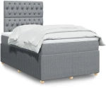 vidaXL Κρεβάτι Boxspring με Στρώμα Ανοιχτό Γκρι 120x190 εκ. Υφασμάτινο