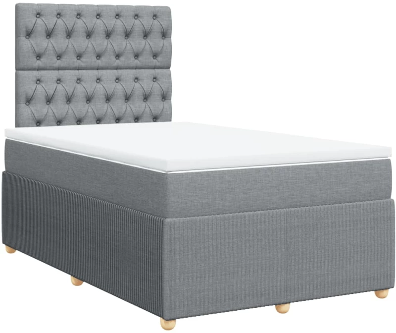 vidaXL Κρεβάτι Boxspring με Στρώμα Ανοιχτό Γκρι 120x190 εκ. Υφασμάτινο