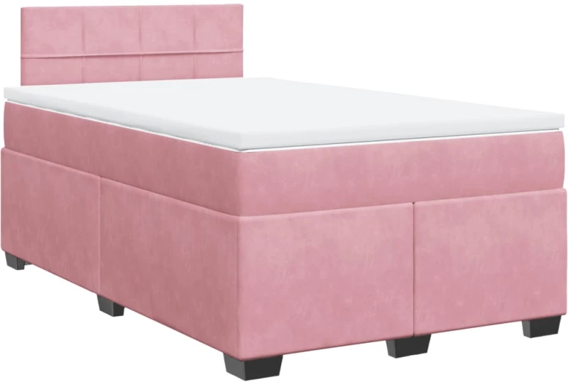 vidaXL Κρεβάτι Boxspring με Στρώμα Ροζ 120x190 εκ. Βελούδινο