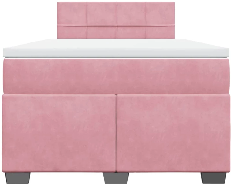 vidaXL Κρεβάτι Boxspring με Στρώμα Ροζ 120x190 εκ. Βελούδινο