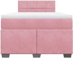 vidaXL Κρεβάτι Boxspring με Στρώμα Ροζ 120x190 εκ. Βελούδινο