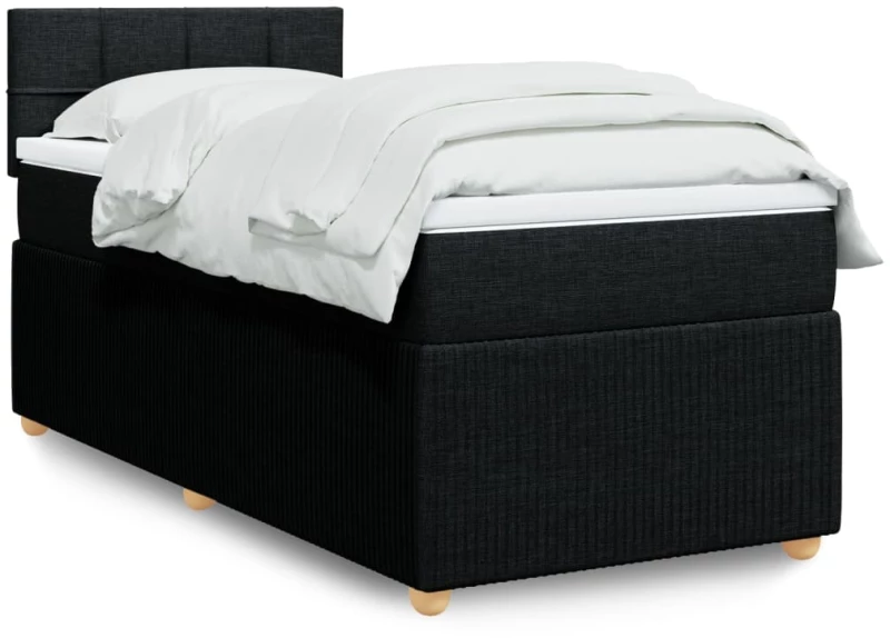 vidaXL Κρεβάτι Boxspring με Στρώμα Μαύρο 100 x 200 εκ. Υφασμάτινο