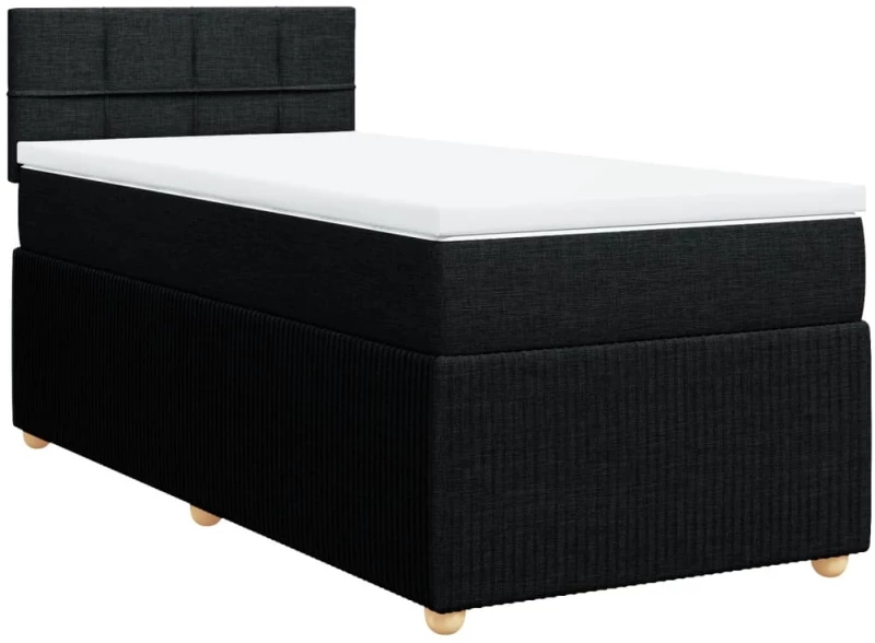 vidaXL Κρεβάτι Boxspring με Στρώμα Μαύρο 100 x 200 εκ. Υφασμάτινο