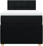 vidaXL Κρεβάτι Boxspring με Στρώμα Μαύρο 100 x 200 εκ. Υφασμάτινο