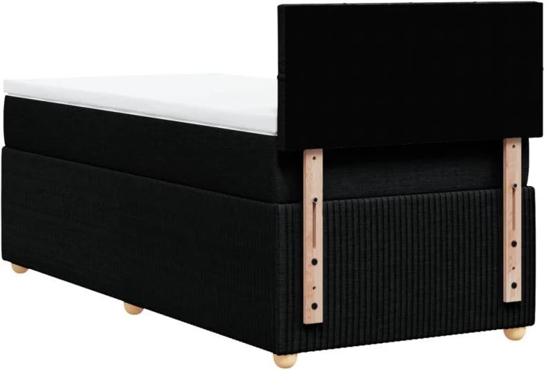 vidaXL Κρεβάτι Boxspring με Στρώμα Μαύρο 100 x 200 εκ. Υφασμάτινο
