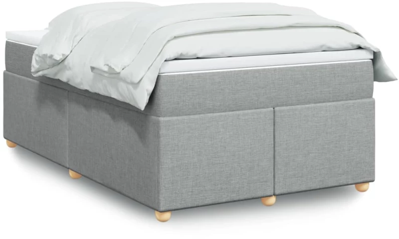 vidaXL Κρεβάτι Boxspring με Στρώμα Ανοιχτό Γκρι 120x190 εκ. Υφασμάτινο