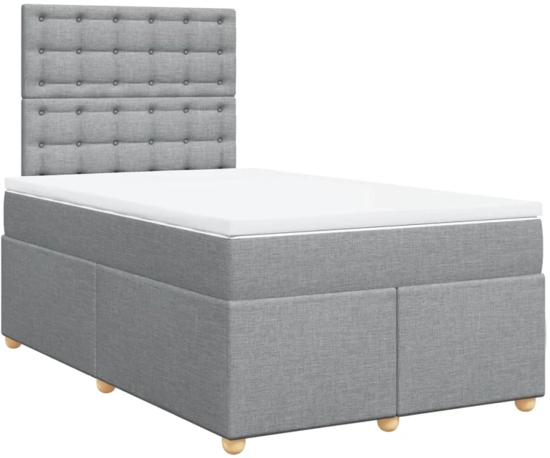 vidaXL Κρεβάτι Boxspring με Στρώμα Ανοιχτό Γκρι 120x190 εκ. Υφασμάτινο