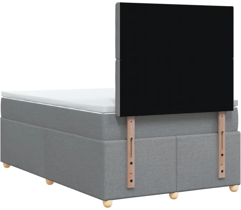 vidaXL Κρεβάτι Boxspring με Στρώμα Ανοιχτό Γκρι 120x190 εκ. Υφασμάτινο