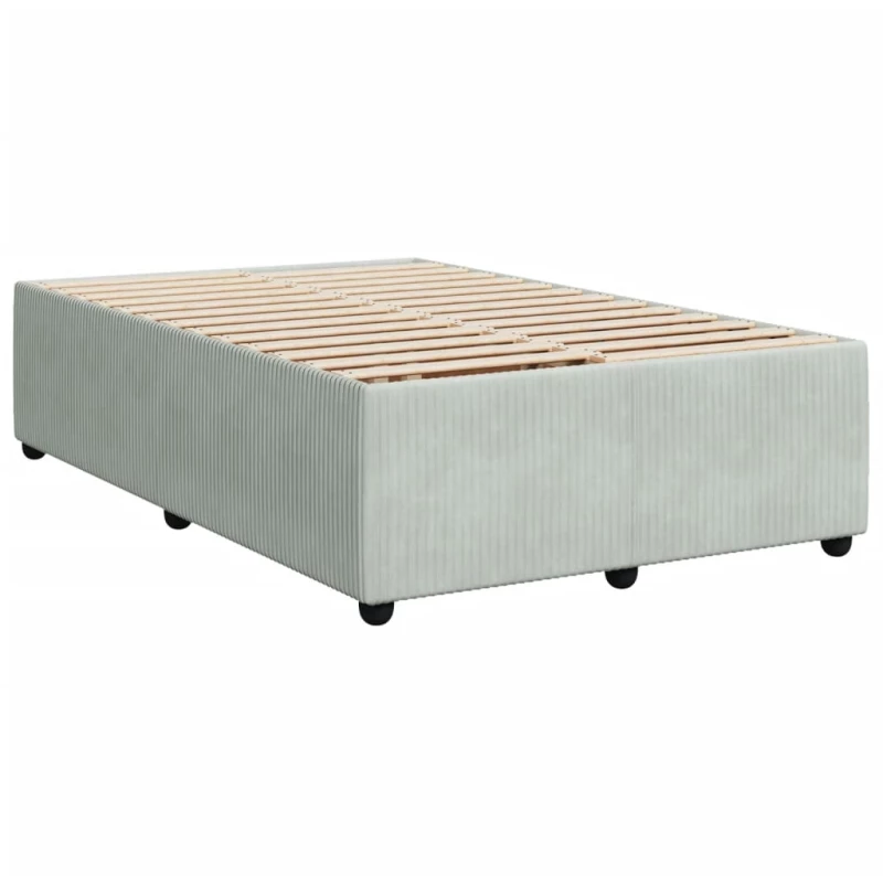 vidaXL Κρεβάτι Boxspring με Στρώμα Ανοιχτό Γκρι 120x190 εκ. Βελούδινο