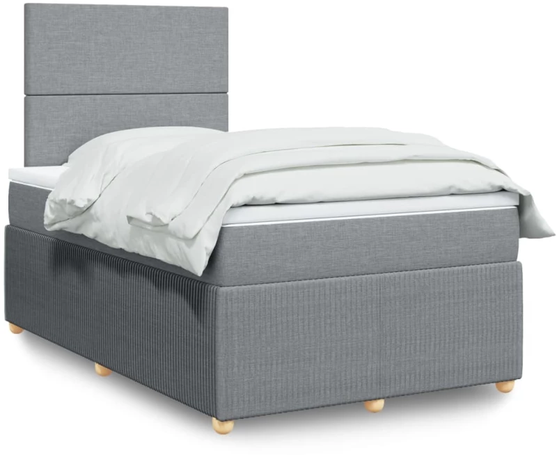 vidaXL Κρεβάτι Boxspring με Στρώμα Ανοιχτό Γκρι 120x190 εκ. Υφασμάτινο