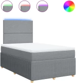 vidaXL Κρεβάτι Boxspring με Στρώμα Ανοιχτό Γκρι 120x190 εκ. Υφασμάτινο