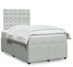 vidaXL Κρεβάτι Boxspring με Στρώμα Ανοιχτό Γκρι 120x190 εκ. Βελούδινο