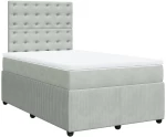 vidaXL Κρεβάτι Boxspring με Στρώμα Ανοιχτό Γκρι 120x190 εκ. Βελούδινο
