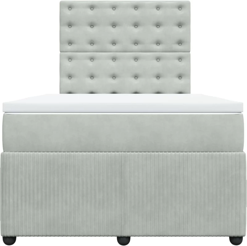 vidaXL Κρεβάτι Boxspring με Στρώμα Ανοιχτό Γκρι 120x190 εκ. Βελούδινο