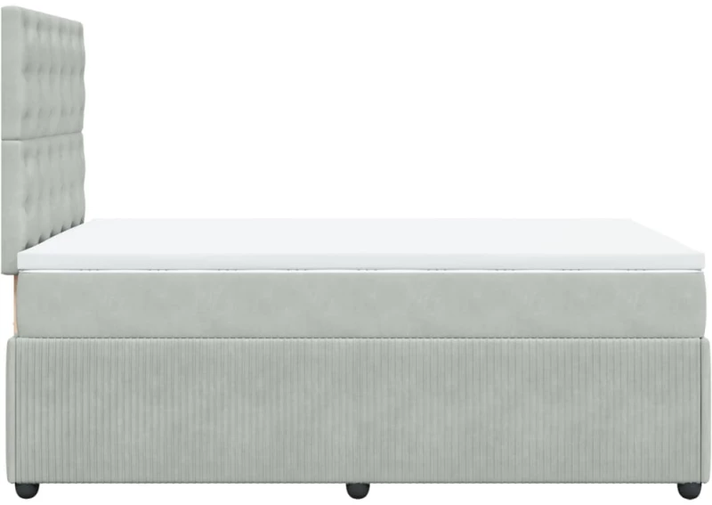 vidaXL Κρεβάτι Boxspring με Στρώμα Ανοιχτό Γκρι 120x190 εκ. Βελούδινο