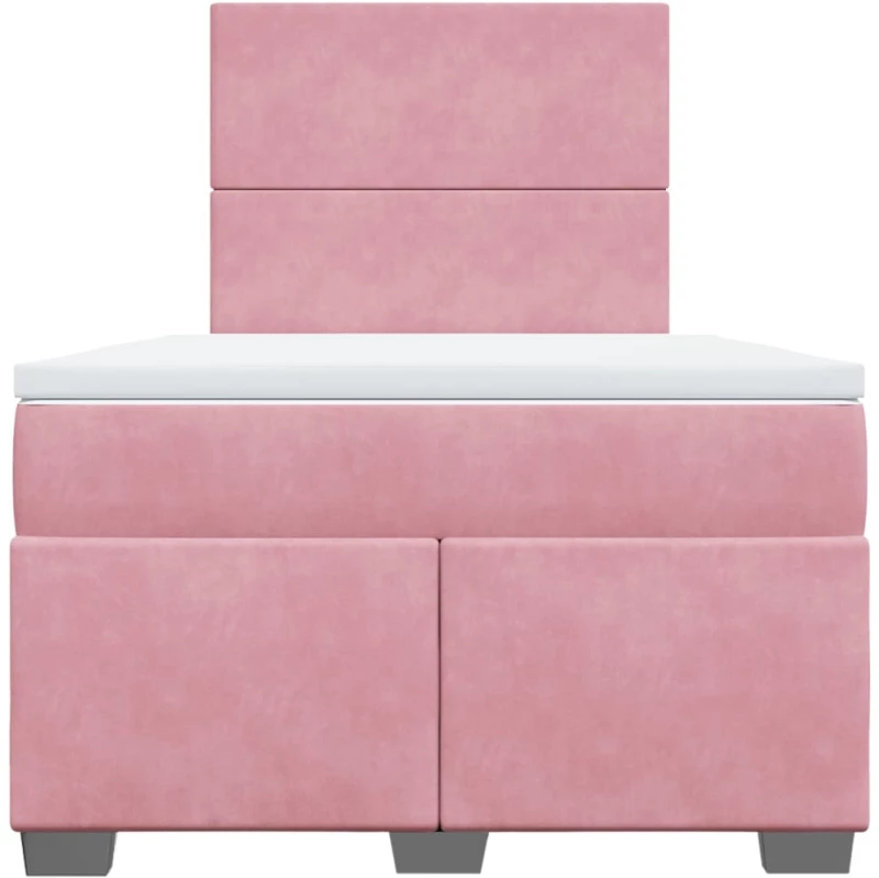vidaXL Κρεβάτι Boxspring με Στρώμα Ροζ 120x190 εκ. Βελούδινο