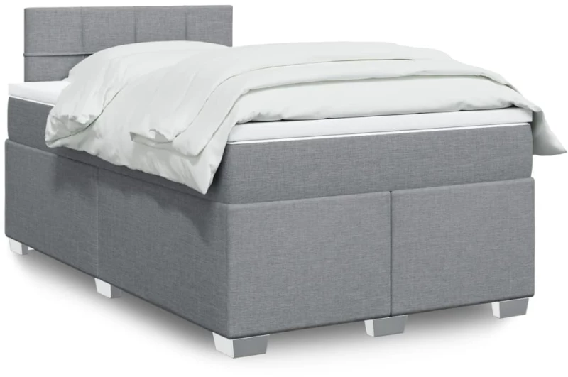 vidaXL Κρεβάτι Boxspring με Στρώμα Ανοιχτό Γκρι 120x190 εκ. Υφασμάτινο