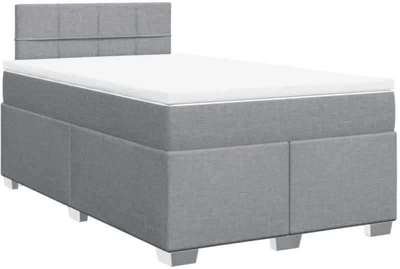 vidaXL Κρεβάτι Boxspring με Στρώμα Ανοιχτό Γκρι 120x190 εκ. Υφασμάτινο
