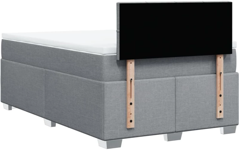 vidaXL Κρεβάτι Boxspring με Στρώμα Ανοιχτό Γκρι 120x190 εκ. Υφασμάτινο