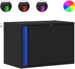 vidaXL Κομοδίνα Επιτοίχια με Φώτα LED 2 τεμ. Μαύρα