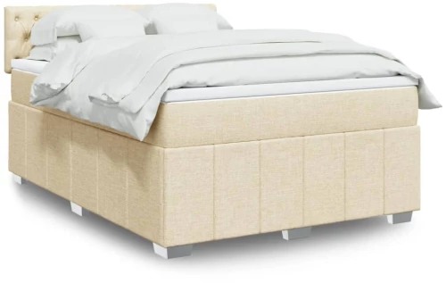 vidaXL Κρεβάτι Boxspring με Στρώμα Κρεμ 140x200 εκ. Υφασμάτινο