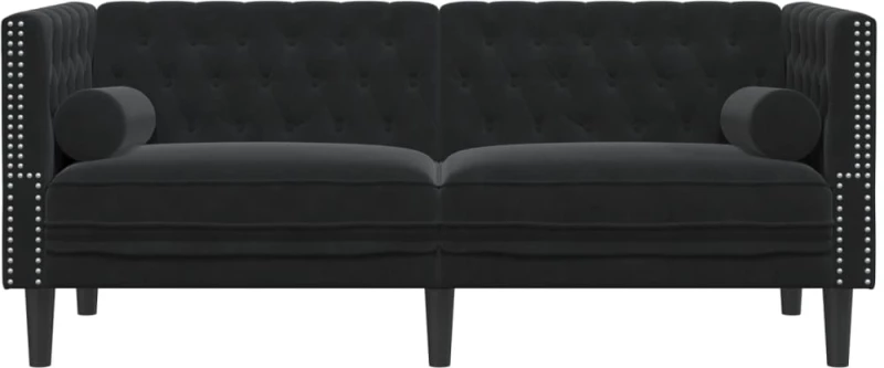 vidaXL Καναπές Διθέσιος Chesterfield με Στηρίγματα Μαύρο Βελούδο
