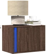 vidaXL Κομοδίνα Επιτοίχια με Φώτα LED 2 τεμ. Καφέ Δρυς