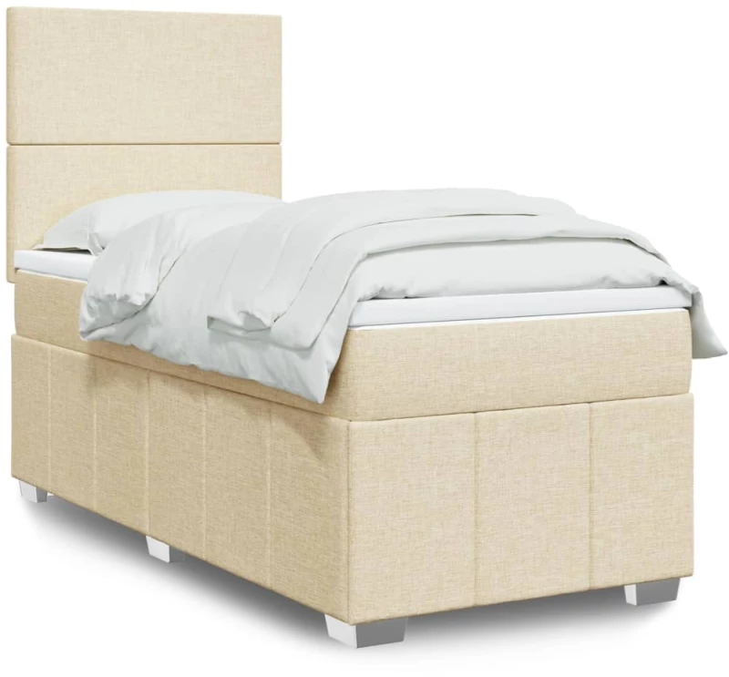 vidaXL Κρεβάτι Boxspring με Στρώμα Κρεμ 80 x 200 εκ. Υφασμάτινο