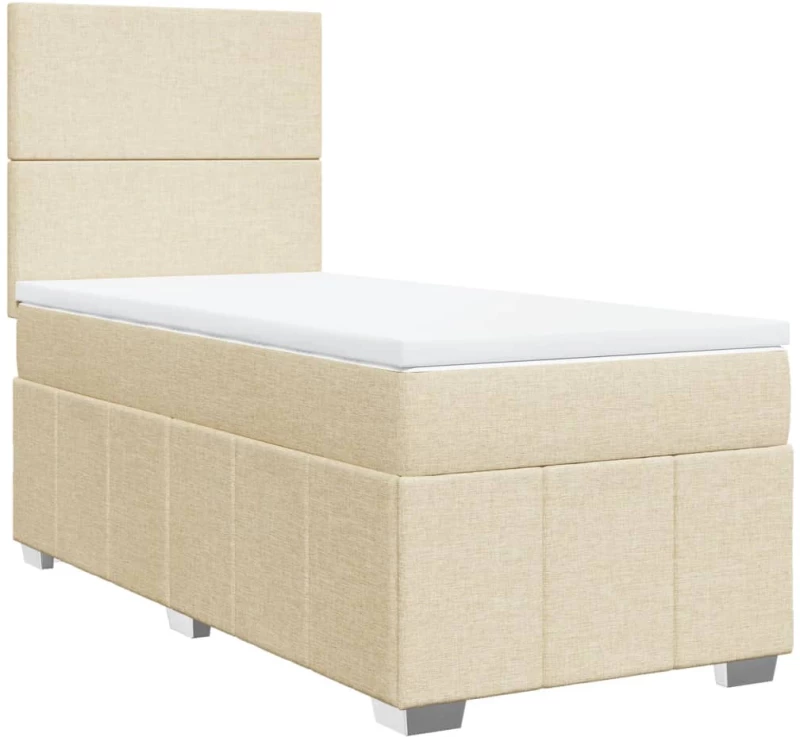 vidaXL Κρεβάτι Boxspring με Στρώμα Κρεμ 80 x 200 εκ. Υφασμάτινο