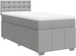 vidaXL Κρεβάτι Boxspring με Στρώμα Ανοιχτό Γκρι 90x200 εκ. Υφασμάτινο