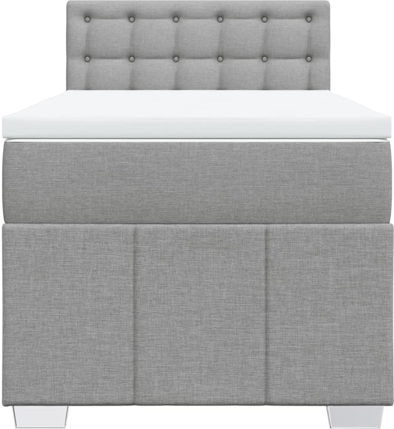 vidaXL Κρεβάτι Boxspring με Στρώμα Ανοιχτό Γκρι 90x200 εκ. Υφασμάτινο