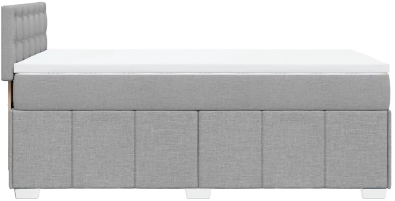vidaXL Κρεβάτι Boxspring με Στρώμα Ανοιχτό Γκρι 90x200 εκ. Υφασμάτινο
