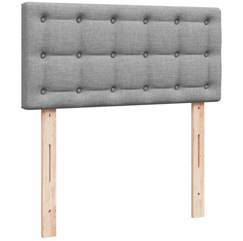vidaXL Κρεβάτι Boxspring με Στρώμα Ανοιχτό Γκρι 90x200 εκ. Υφασμάτινο