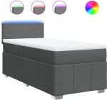 vidaXL Κρεβάτι Boxspring με Στρώμα Σκούρο Γκρι 80x200 εκ. Υφασμάτινο