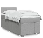 vidaXL Κρεβάτι Boxspring με Στρώμα Ανοιχτό Γκρι 90x200 εκ. Υφασμάτινο