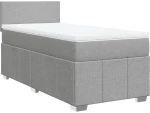 vidaXL Κρεβάτι Boxspring με Στρώμα Ανοιχτό Γκρι 90x200 εκ. Υφασμάτινο