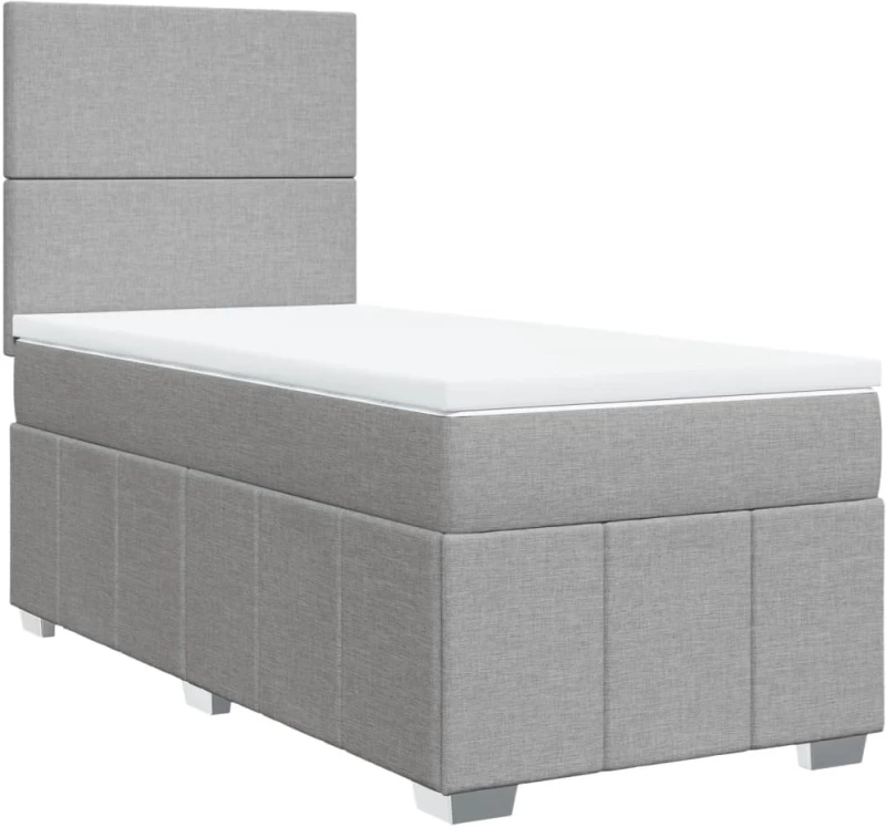 vidaXL Κρεβάτι Boxspring με Στρώμα Ανοιχτό Γκρι 100x200 εκ. Υφασμάτινο