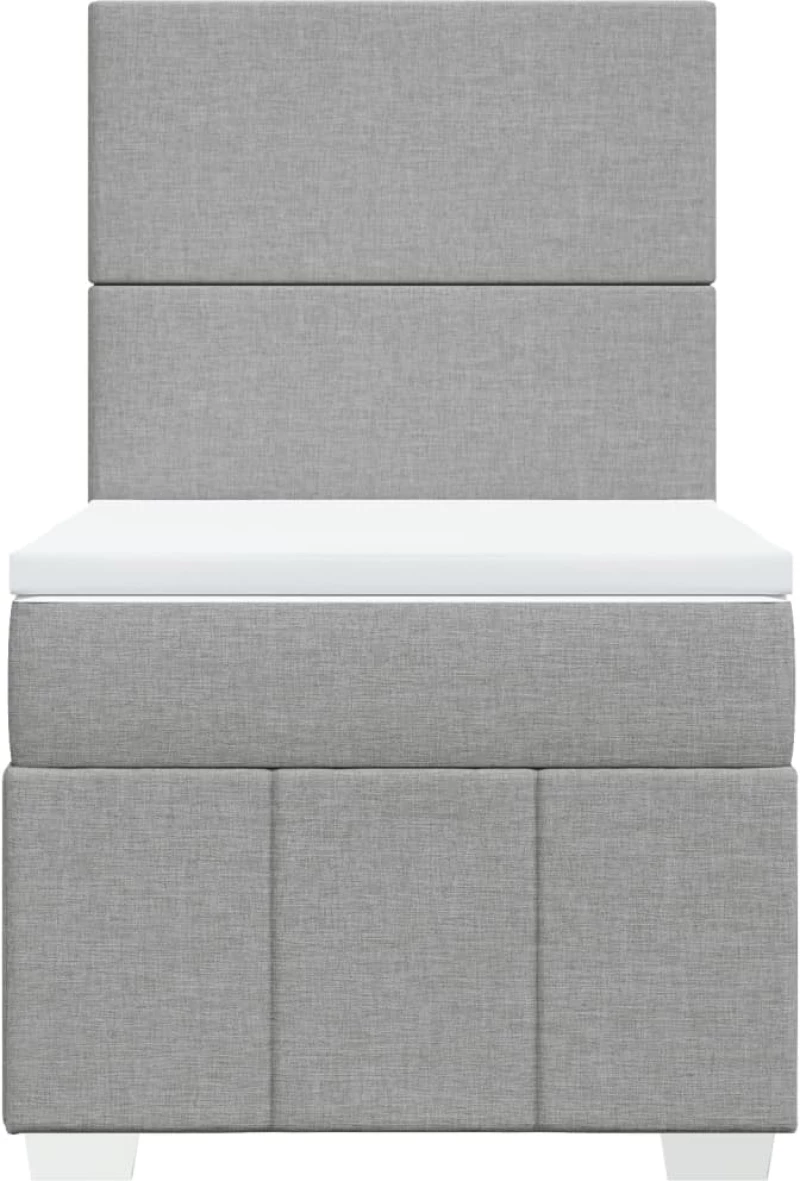 vidaXL Κρεβάτι Boxspring με Στρώμα Ανοιχτό Γκρι 100x200 εκ. Υφασμάτινο