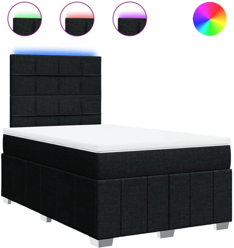 vidaXL Κρεβάτι Boxspring με Στρώμα Μαύρο 120x190 εκ. Υφασμάτινο
