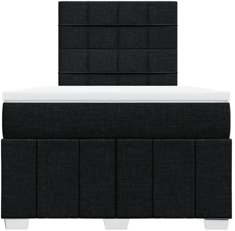 vidaXL Κρεβάτι Boxspring με Στρώμα Μαύρο 120x190 εκ. Υφασμάτινο