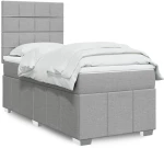 vidaXL Κρεβάτι Boxspring με Στρώμα Ανοιχτό Γκρι 80x200 εκ. Υφασμάτινο